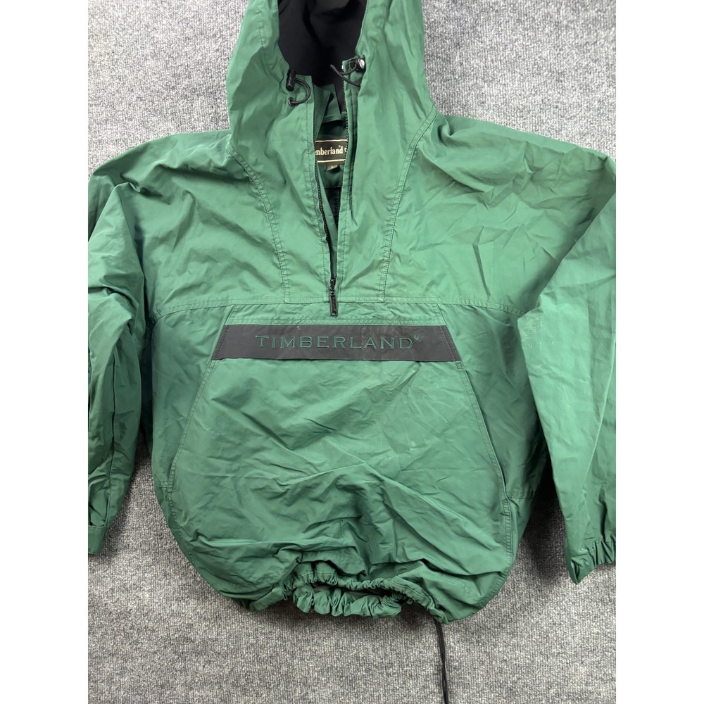 Timberland Anorak Windbreaker Mens Large Green Vintage 90s Pullover Hooded